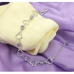 Pulsera De Titanio Con Baño De Platino Y Diamantes Morados Para Mujer, De Calidad Confiable Y Elegante.