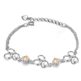 Pulsera De Titanio Con Baño De Platino Y Cristal Morado De Calidad Superior Para Mujer