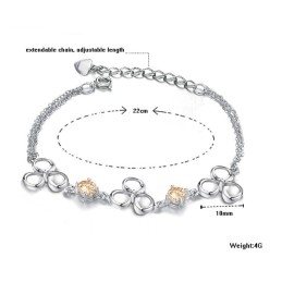 Pulsera De Titanio Con Baño De Platino Y Cristal Morado De Calidad Superior Para Mujer