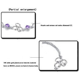 Pulsera De Titanio Con Baño De Platino Y Cristal Morado De Calidad Superior Para Mujer