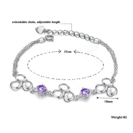 Pulsera De Titanio Con Baño De Platino Y Cristal Morado De Calidad Superior Para Mujer