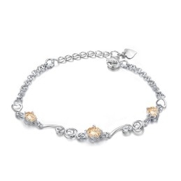 Pulsera De Titanio Con Baño De Platino Morado Y Diamantes De Alta Calidad Para Mujer.