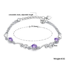 Pulsera De Titanio Con Baño De Platino Morado Y Diamantes De Alta Calidad Para Mujer.