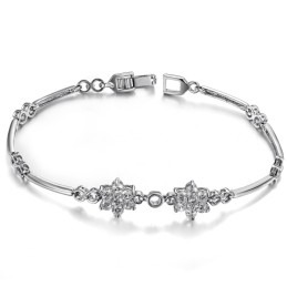 Pulsera De Titanio Con Baño De Platino Y Diamantes, Con Forma De Flor De Ciruelo, De La Reina De La Calidad.