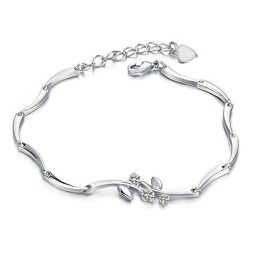 Pulsera De Titanio Con Baño De Platino Y Diamantes De Imitación Para Mujer, De Calidad Confiable