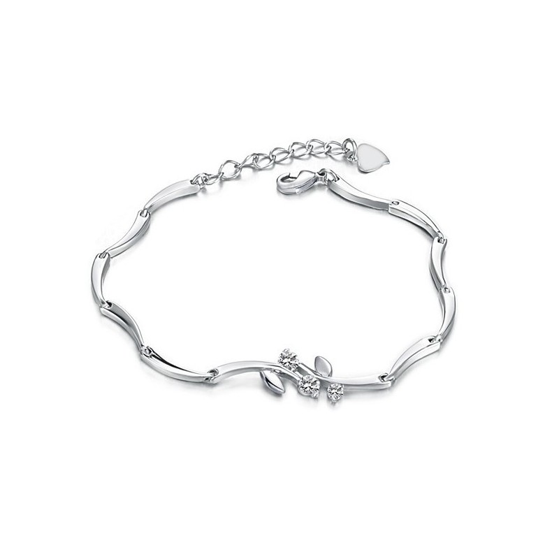 Pulsera De Titanio Con Baño De Platino Y Diamantes De Imitación Para Mujer, De Calidad Confiable Pulsera De Titanio Con Baño De Platino Y Diamantes De Imitación Para Mujer, De Calidad Confiable