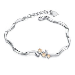 Pulsera De Titanio Con Baño De Platino Y Diamantes De Imitación Para Mujer, De Calidad Confiable