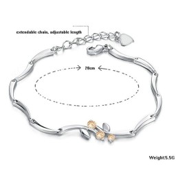 Pulsera De Titanio Con Baño De Platino Y Diamantes De Imitación Para Mujer, De Calidad Confiable