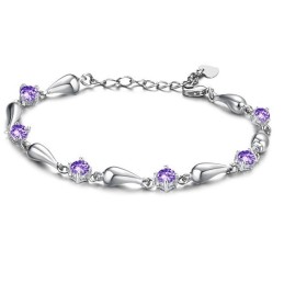 Pulsera De Titanio Con Baño De Platino Morado Y Diamantes Para Mujer, Duradera Y De Uso Frecuente.