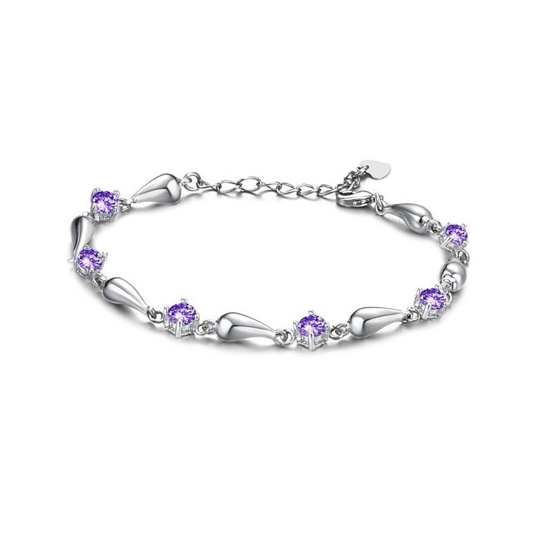 Pulsera De Titanio Con Baño De Platino Morado Y Diamantes Para Mujer, Duradera Y De Uso Frecuente.