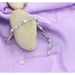 Pulsera De Titanio Con Baño De Platino Morado Y Diamantes Para Mujer, Duradera Y De Uso Frecuente.
