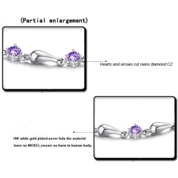 Pulsera De Titanio Con Baño De Platino Morado Y Diamantes Para Mujer, Duradera Y De Uso Frecuente.