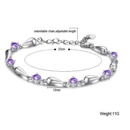 Pulsera De Titanio Con Baño De Platino Morado Y Diamantes Para Mujer, Duradera Y De Uso Frecuente.
