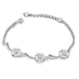 Pulsera De Titanio Con Baño De Platino Y Diamantes En Forma De Trébol Para Mujer, De Rendimiento Confiable