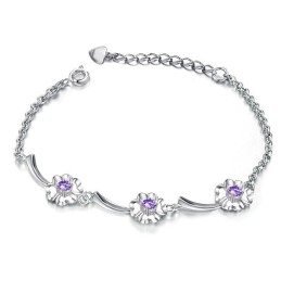 Pulsera De Titanio Con Baño De Platino Y Diamantes En Forma De Trébol Para Mujer, De Rendimiento Confiable