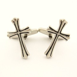 Gemelos De Cruz De Titanio De Moda