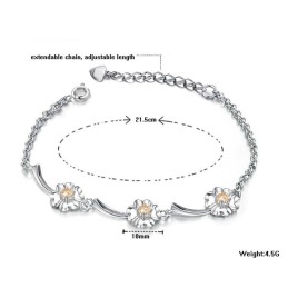 Pulsera De Titanio Con Baño De Platino Y Diamantes En Forma De Trébol Para Mujer, De Rendimiento Confiable