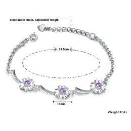 Pulsera De Titanio Con Baño De Platino Y Diamantes En Forma De Trébol Para Mujer, De Rendimiento Confiable
