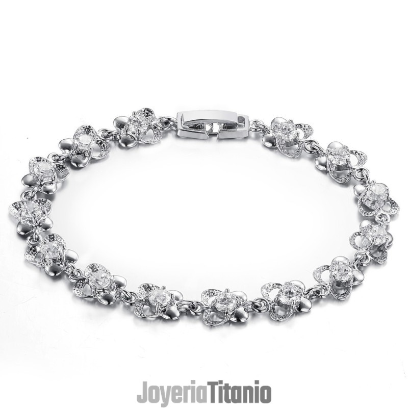 Pulsera De Titanio Con Baño De Platino Para Mujer Con Amplia Variedad Pulsera De Titanio Con Baño De Platino Para Mujer Con Amplia Variedad