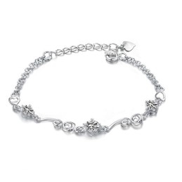 Pulsera De Titanio Con Baño De Platino Y Diamantes De Imitación Para Mujer, Con Garantía De Calidad Y Cantidad.