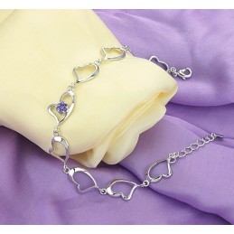 Pulsera De Titanio Con Baño De Platino Y Diamantes De Alta Calidad Para Mujer.