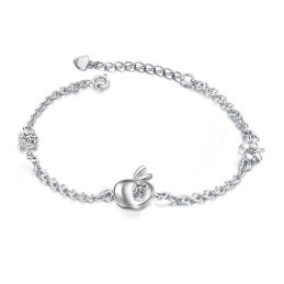 Pulsera De Titanio Con Baño De Platino Hueco Y Diamantes De Imitación Para Mujer.