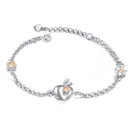 Pulsera De Titanio Con Baño De Platino Hueco Y Diamantes De Imitación Para Mujer.