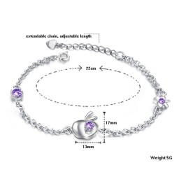 Pulsera De Titanio Con Baño De Platino Hueco Y Diamantes De Imitación Para Mujer.