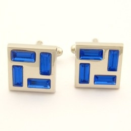 Gemelos De Titanio De Nuevo Estilo Con Cristales Azules