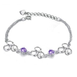 Pulsera De Titanio Con Baño De Platino Resistente A La Decoloración Para Mujer De Gran Variedad