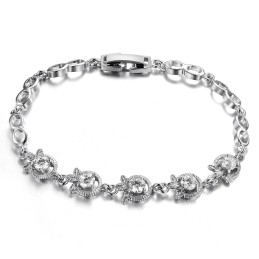 Pulsera De Titanio Con Baño De Platino Y Forma De Trébol Para Mujer, Con Calidad Y Cantidad Garantizadas.