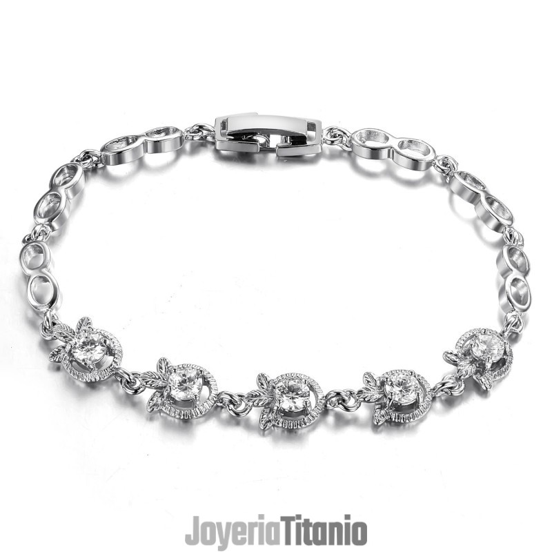 Pulsera De Titanio Con Baño De Platino Y Forma De Trébol Para Mujer, Con Calidad Y Cantidad Garantizadas. Pulsera De Titanio Con Baño De Platino Y Forma De Trébol Para Mujer, Con Calidad Y Cantidad Garantizadas.