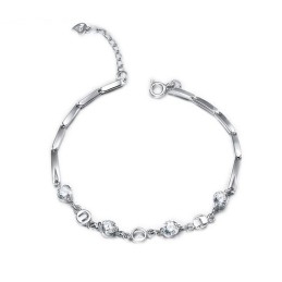 Pulsera De Titanio Con Baño De Platino Y Diamantes De Imitación Para Mujer, La Reina De La Calidad