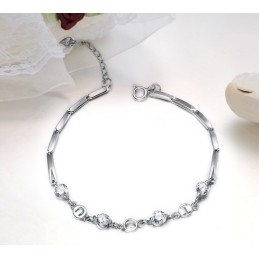 Pulsera De Titanio Con Baño De Platino Y Diamantes De Imitación Para Mujer, La Reina De La Calidad