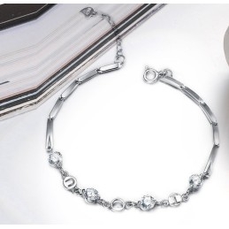 Pulsera De Titanio Con Baño De Platino Y Diamantes De Imitación Para Mujer, La Reina De La Calidad