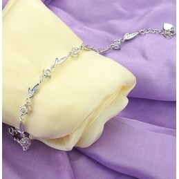 Pulsera De Titanio Con Baño De Platino Y Diamantes De Imitación, De Excelente Calidad, Con Forma De Hoja Femenina.