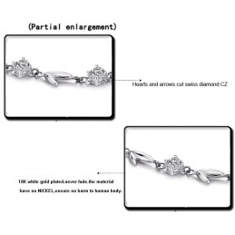 Pulsera De Titanio Con Baño De Platino Y Diamantes De Imitación, De Excelente Calidad, Con Forma De Hoja Femenina.