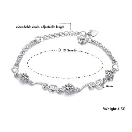 Pulsera De Titanio Con Baño De Platino Y Diamantes De Imitación Para Mujer.