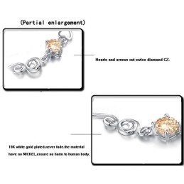 Pulsera De Titanio Con Baño De Platino Y Diamantes De Imitación Para Mujer.