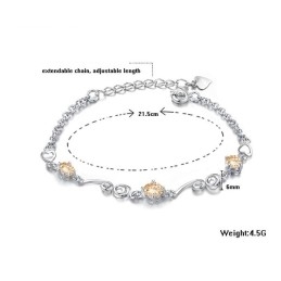 Pulsera De Titanio Con Baño De Platino Y Diamantes De Imitación Para Mujer.
