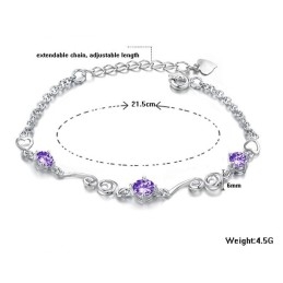 Pulsera De Titanio Con Baño De Platino Y Diamantes De Imitación Para Mujer.