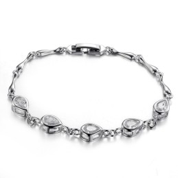 Pulsera De Titanio Con Baño De Platino Y Diamantes De Alta Calidad Para Mujer.