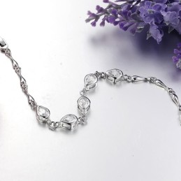 Pulsera De Titanio Con Baño De Platino Y Diamantes De Alta Calidad Para Mujer.