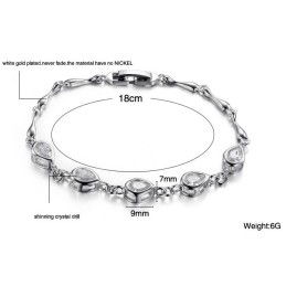 Pulsera De Titanio Con Baño De Platino Y Diamantes De Alta Calidad Para Mujer.