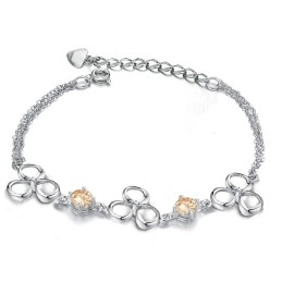 Pulsera De Titanio Con Baño De Platino Y Diamantes Para Mujer, Con Garantía De Calidad Y Cantidad.