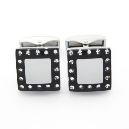 Gemelos De Titanio Y Baño De Ip Negro Con Diamantes