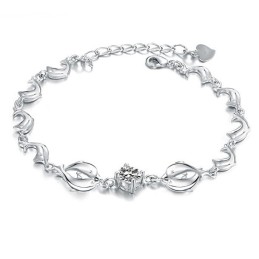 Pulsera De Titanio Con Baño De Platino Y Diamantes, Duradera Y Con Forma De Delfín Para Mujer.