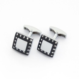 Gemelos De Titanio Y Baño De Ip Negro Con Diamantes