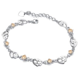 Pulsera De Titanio Con Baño De Platino Y Diamantes Para Mujer, Duradera Y De Uso Frecuente.
