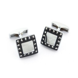Gemelos De Titanio Y Baño De Ip Negro Con Diamantes